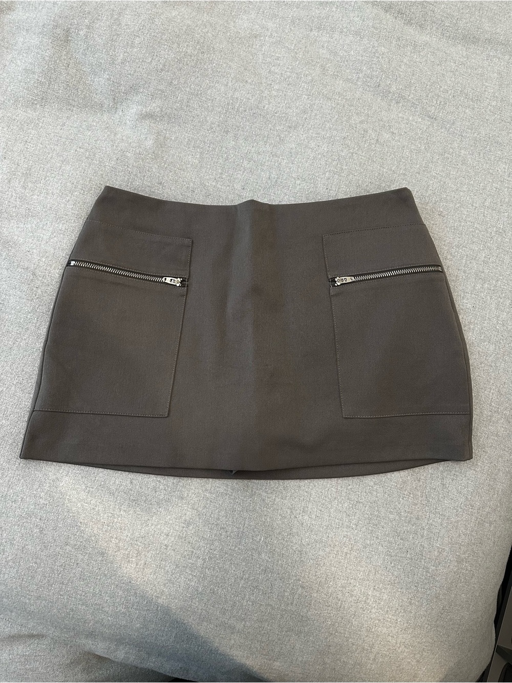 Abercrombie & Fitch Grey Mini Skirt with Front Zip Pockets